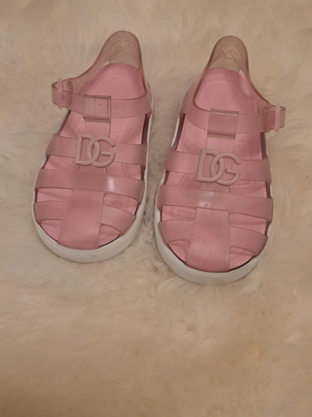 Dolce & Gabbana Kids Pink Logo Jelly Fisher Sandals
